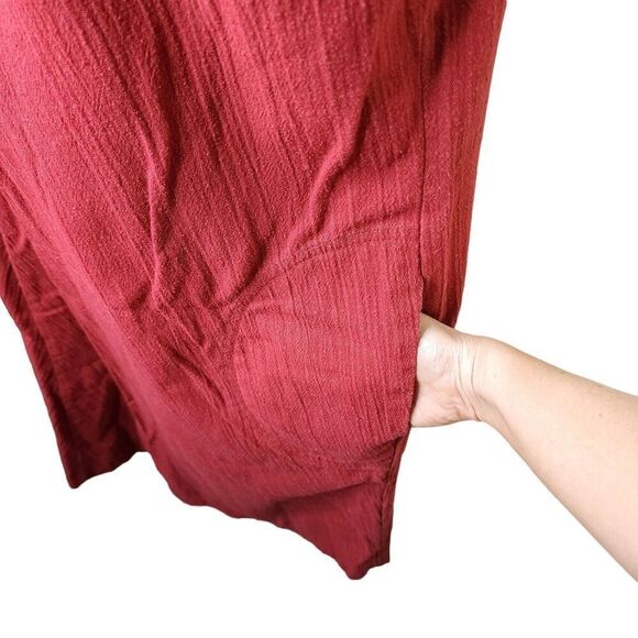 Vintage 70s Sleeveless Pinafore Jumper Dress Womens Size 2XL Rust Red Pockets - Picture 3 of 8